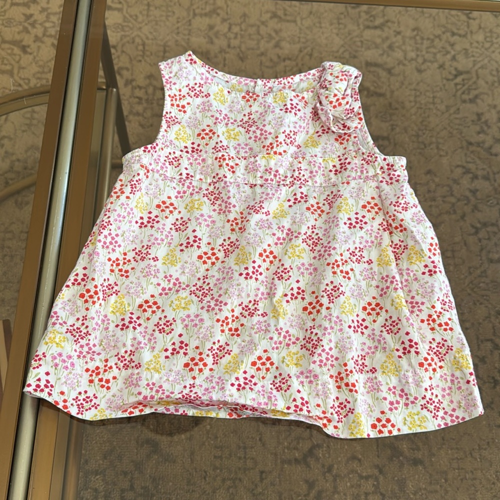Jacadi Paris Floral Blouse With Accent Bow Shoulder
